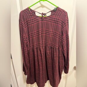 Wild Fable Burgundy Plaid Dress XL Cozy